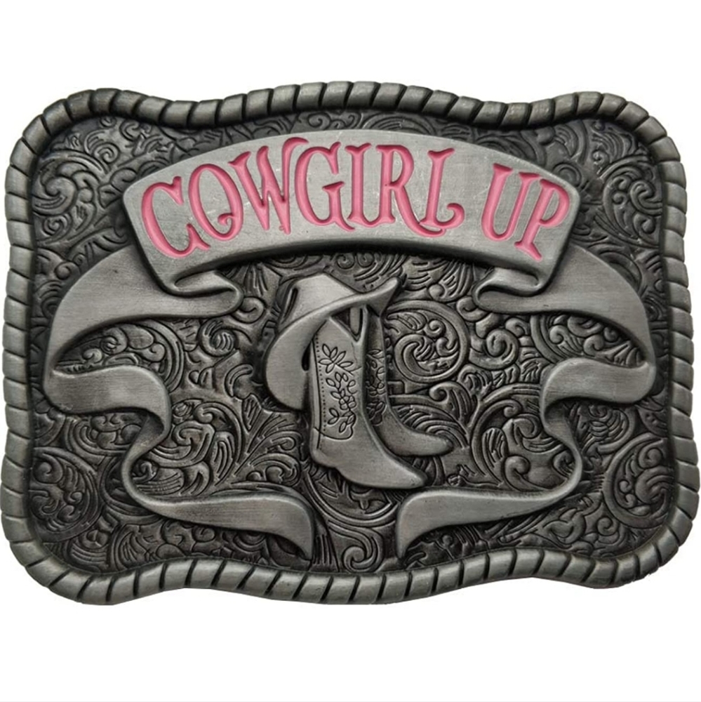 Silver western Cowgirl up belt buckle. I have Cowboy up listed also